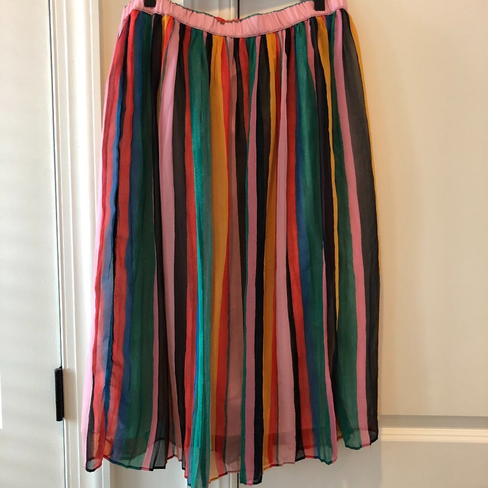 Rainbow Striped Midi Skirt